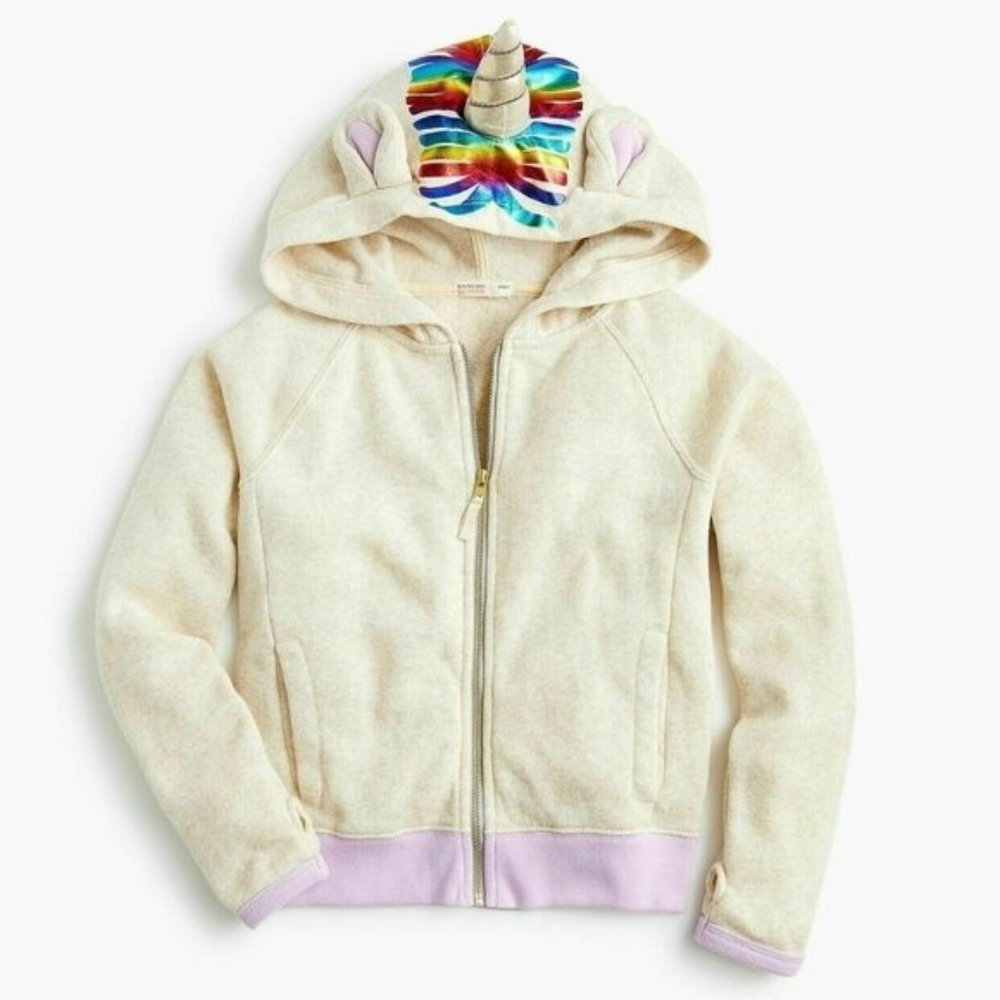 Crewcuts J Crew Girls 14 Unicorn Hoodie Rainbow